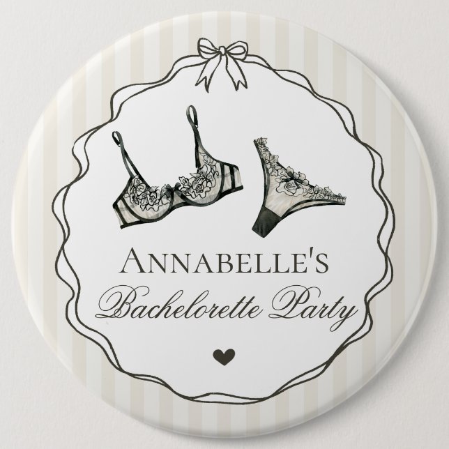 Schwarze Dessous-Dusche-Junggesellinnenabschied-Ga Button (Vorderseite)