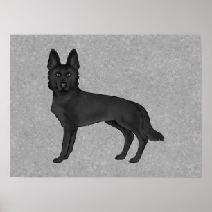 Schwarze Deutsche Schäferhund-Comic-Hund-Illustrat Poster
