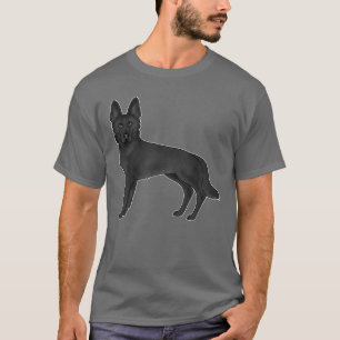 Schwarze Deutsche Schäferhund-Herding-Hund-Illustr T-Shirt