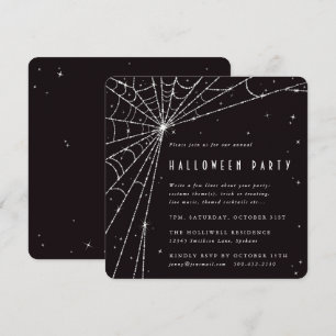 Schwarze Diamant-Spinnennetz-Halloween-Party Einladung