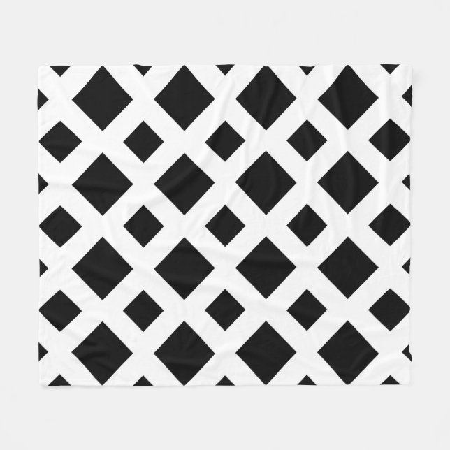 Schwarze Diamanten auf Weiß Fleecedecke (Vorderseite (Horizontal))