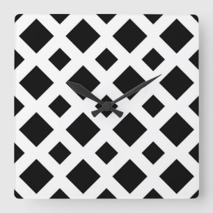 Schwarze Diamanten auf Weiß Quadratische Wanduhr