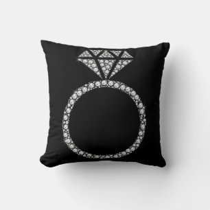 SCHWARZE DIAMOND RING CUSHION WEDD KISSEN