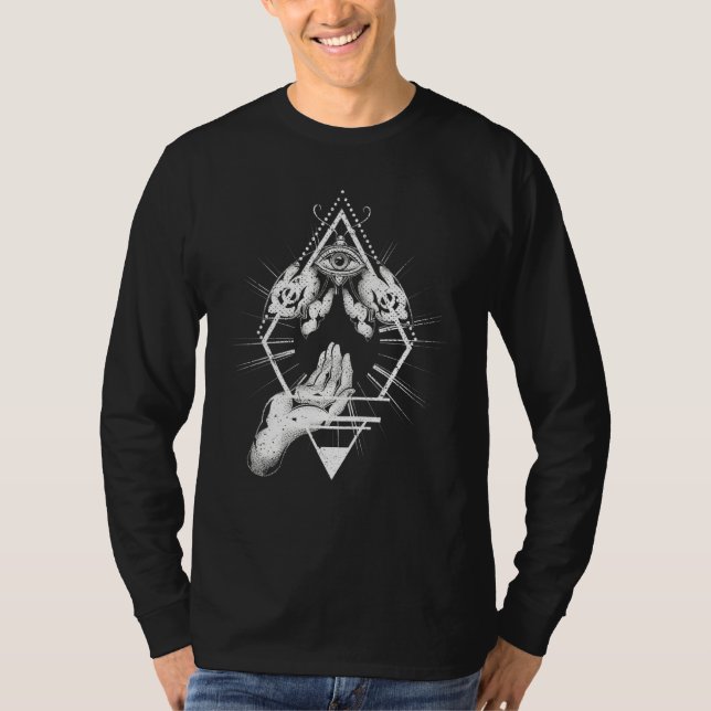 Schwarze, die alle Augeninsekten sehen, Moth-Hamsa T-Shirt (Vorderseite)