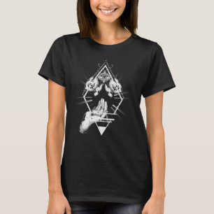 Schwarze, die alle Augeninsekten sehen, Moth-Hamsa T-Shirt