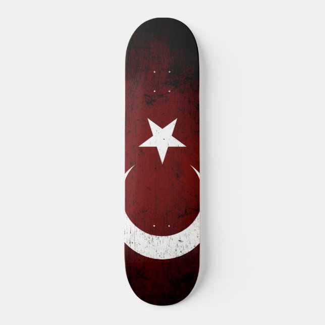 Schwarze die Schmutz-Türkei-Flagge Skateboard (Vorderseite)