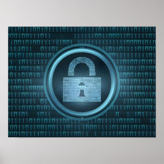 Schwarze digitale Binärdaten auf dem Bildschirm de Poster (Vorne)