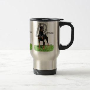 Schwarze Dobermannpinscher-Reise-Tasse Reisebecher