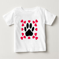 Schwarze Dog Paw Druck mit Herzformen