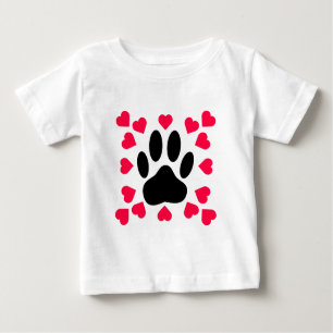 Schwarze Dog Paw Druck mit Herzformen Baby T-shirt