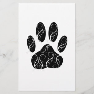 Schwarze Dog Pfosten mit weißen Schnörkeln Briefpapier