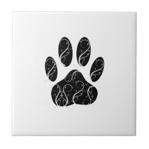 Schwarze Dog Pfosten mit weißen Schnörkeln Fliese