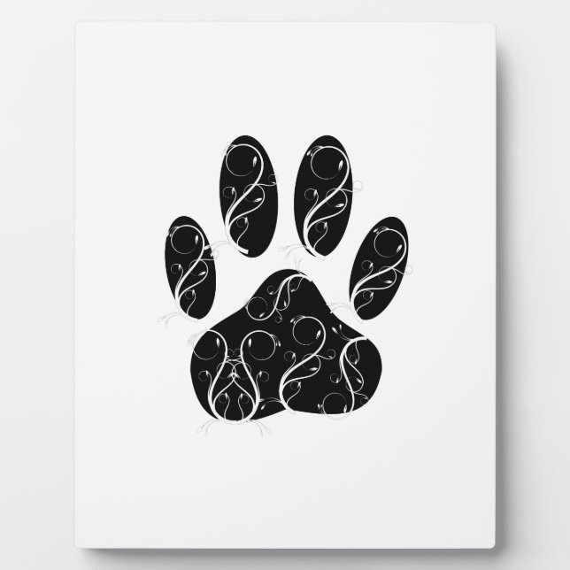 Schwarze Dog Pfosten mit weißen Schnörkeln Fotoplatte (Vorderseite)