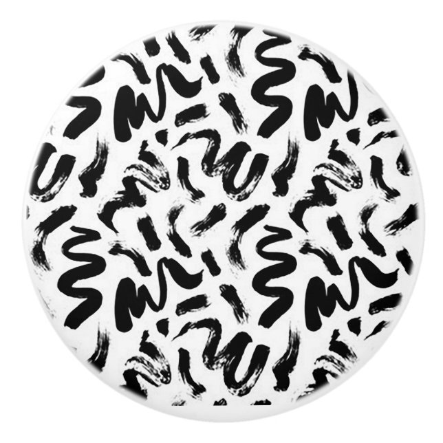 "Schwarze Doodles" Keramikknauf (Vorderseite)