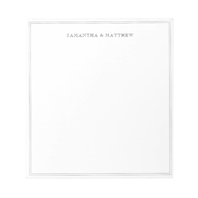 Schwarze Doppelgrenznamen Notizblock (Vorderseite)