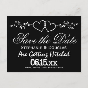 Schwarze Doppelherzen Save the Date Postkarten