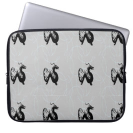 Schwarze Drachen auf grau Laptopschutzhülle