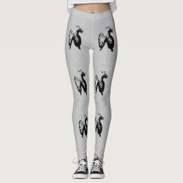 Schwarze Drachen auf grau Leggings