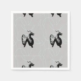 Schwarze Drachen auf grau Serviette