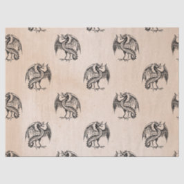 Schwarze Drachen auf Tan-Dekoupage Seidenpapier