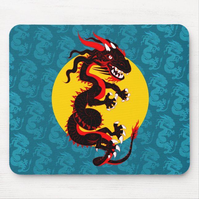 Schwarze Drachen-Mauspad Mousepad (Vorne)