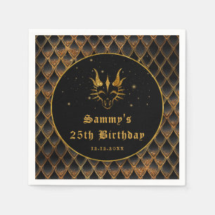 Schwarze Drachenschuppen Gold-falscher Glitter Geb Serviette