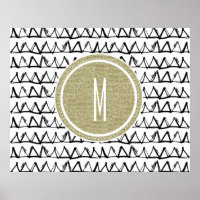 Schwarze Dreiecke Gold Glitzer Monogram