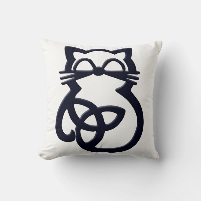 Schwarze Dreifaltigkeit Knot Celtic Cat Throw Kiss Kissen (Vorderseite)