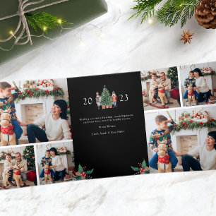 Schwarze dreiteilige Weihnachtskarte mit Foto Dreifach Gefaltete Urlaubskarte