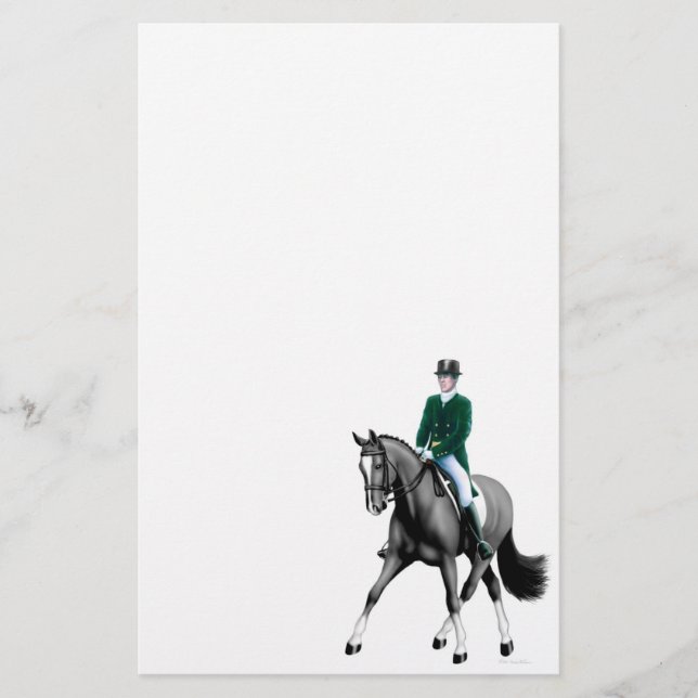 Schwarze Dressage Pferdegeschirr Briefpapier (Vorderseite)