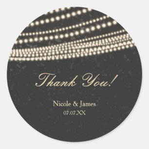 Schwarze dunkle Nacht Himmel & Lichterketten Aufkl Runder Aufkleber