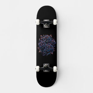 Schwarze Dunkle Rose Blume Skateboard