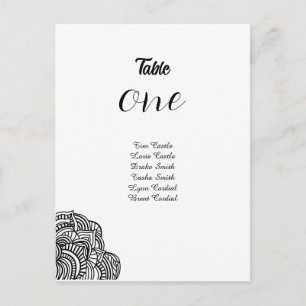 Schwarze Eckdesign-Tischplatzkarte Postkarte