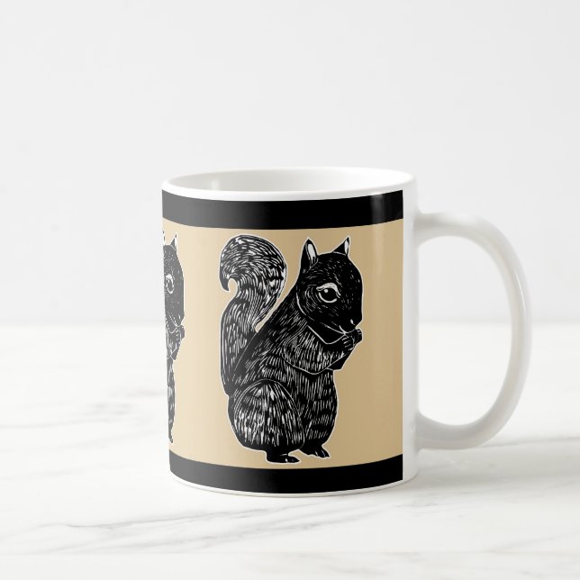Schwarze Eichhörnchen-Eiche und schwarze Tasse (Rechts)