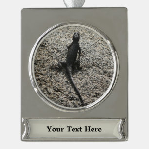 Schwarze Eidechse Banner-Ornament Silber