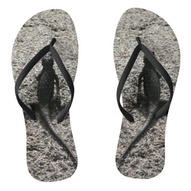 Schwarze Eidechse Flip Flops (Fußbett)