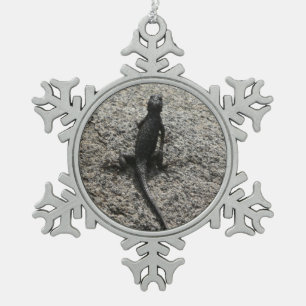 Schwarze Eidechse Schneeflocken Zinn-Ornament