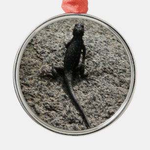 Schwarze Eidechse Silbernes Ornament