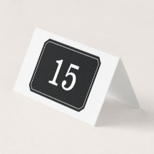 Schwarze, einfach elegante, geklappte Tischkarte