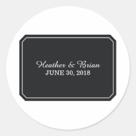 Schwarze, einfach elegante Hochzeitskleber Runder Aufkleber