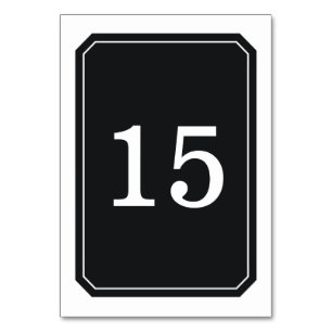 Schwarze, einfach elegante Tischkarte Tischnummer