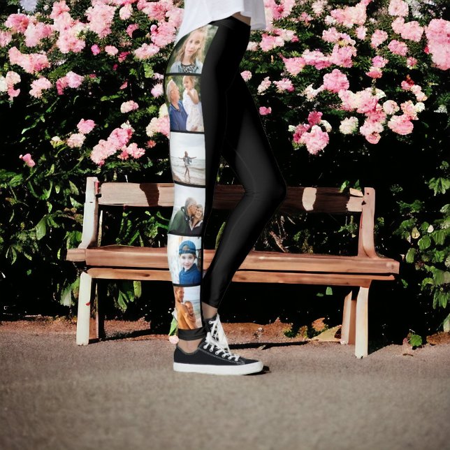 Schwarze, einfache 12-Foto-Collage Leggings (Von Creator hochgeladen)