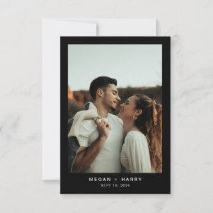 Schwarze einfache minimale Foto-Hochzeit Dankeskarte