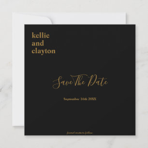 Schwarze einfache moderne Hochzeit Save The Date