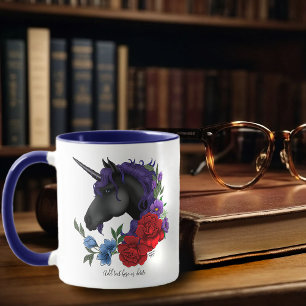 Schwarze Einhorn-Blume Lila Tasse