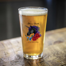 Schwarze Einhorn-Lila Rote Blume