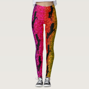Schwarze Einhorn-Party-Blume Rosa blaue Punkte Leggings