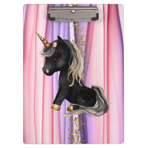 Schwarze Einhorn Rosa Ohren Klemmbrett