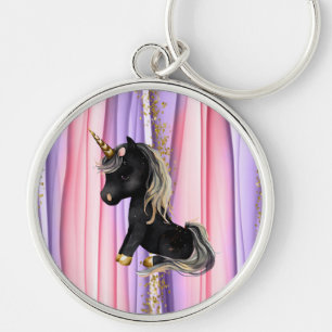 Schwarze Einhorn Rosa Ohren Schlüsselanhänger