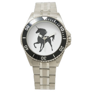 Schwarze Einhorn-Silhouette Armbanduhr